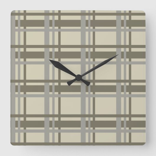 Plaid gray and cream vierkante klok (Voorkant)