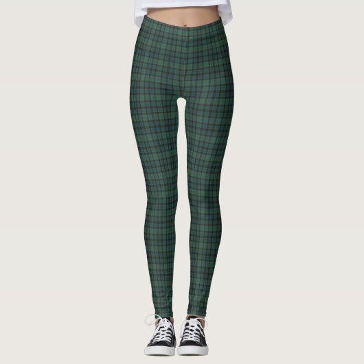 Plaid Green Blue Tartan Traditional Style Leggings (Voorkant)