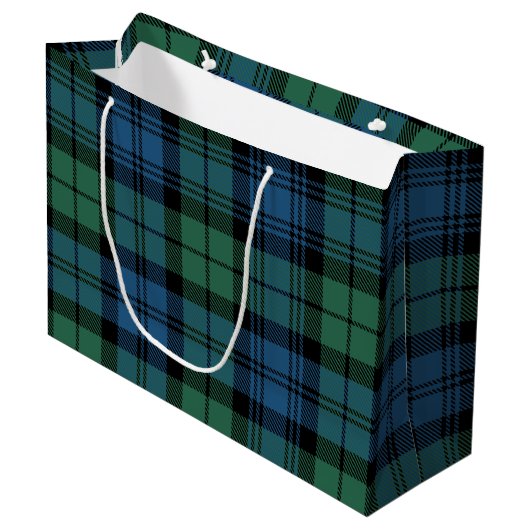 Plaid Green Check Campbell Tartan Groot Cadeauzakje (Voorkant Gekanteld)