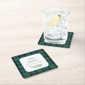 Plaid Green Check Kerstvakantie Tartan Kartonnen Onderzetters (Insitu)