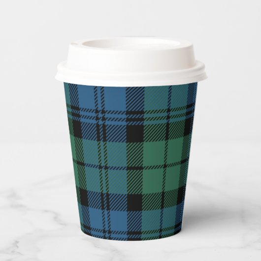 Plaid Green Check Kerstvakantie Tartan Papieren Bekers (Achterkant)