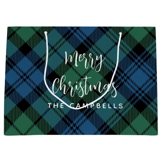 Plaid Green Check rustieke kerst Campbell Tartan Groot Cadeauzakje (Voorkant)