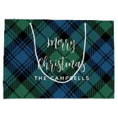 Plaid Green Check rustieke kerst Campbell Tartan Groot Cadeauzakje (Achterkant)