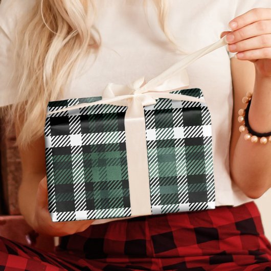 Plaid Green Christmas Yule Rustic Holiday Cadeaupapier