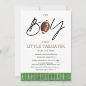 Plaid Green Football Baby shower Uitnodiging (Voorkant)