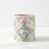 Plaid Green Pink Bow Blue Gold Heart Love Mok (Midden)