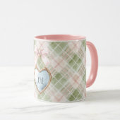 Plaid Green Pink Bow Blue Gold Heart Love Mok (Voorkant rechts)
