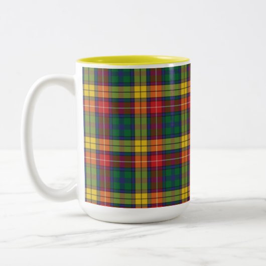 Plaid Green Red Buchanan Tartan Tweekleurige Koffiemok (Links)