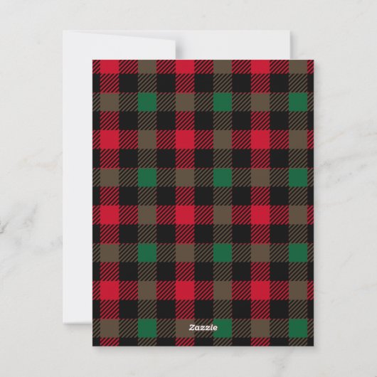 Plaid Green Red Furry en Bright Pet Holiday Kaart (Achterkant)