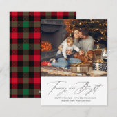 Plaid Green Red Furry en Bright Pet Holiday Kaart (Voorkant / Achterkant)