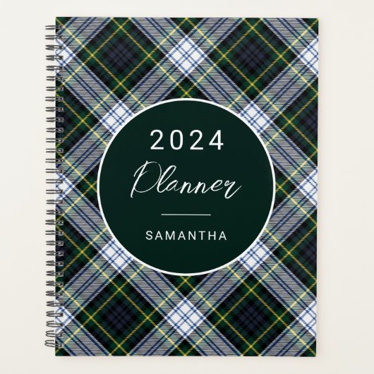 Plaid Green Rustic Clan Gordon Tartan Planner (Voorkant)