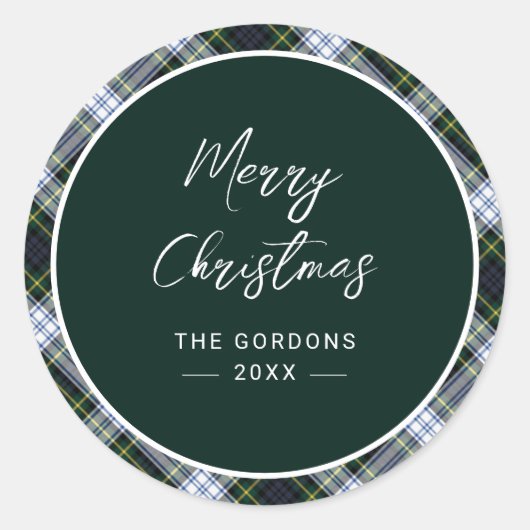 Plaid Green Rustic Clan Gordon Tartan Ronde Sticker (Voorkant)