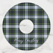 Plaid Green Rustic Clan Gordon Tartan Wijnglaslabel (Voorkant)