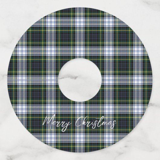 Plaid Green Rustic Clan Gordon Tartan Wijnglaslabel (Achterkant)