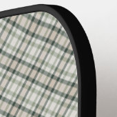 Plaid Greens and Beige Heart Pickleball Paddle (Links Detail)