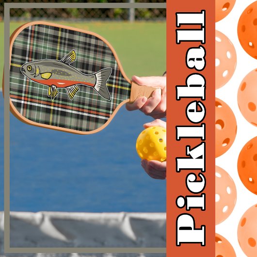 Plaid Grijs Sinaasappel Geel Groen Zwart Wit Forel Pickleball Paddle