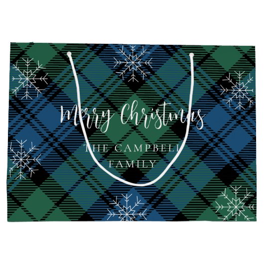 Plaid Groen Blauw Rustiek Campbell Tartan Groot Cadeauzakje (Achterkant)