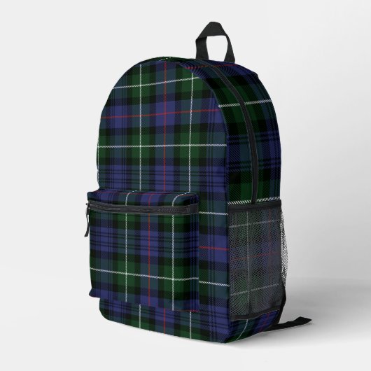 Plaid Groen Paarse Check MacKenzie Tartan Bedrukte Rugzak (Achterkant Hoek Rechts)