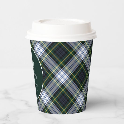 Plaid Groen Script Rustieke Clan Gordon Tartan Papieren Bekers (Links)