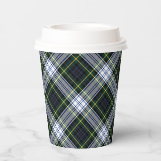 Plaid Groen Script Rustieke Clan Gordon Tartan Papieren Bekers (Achterkant)