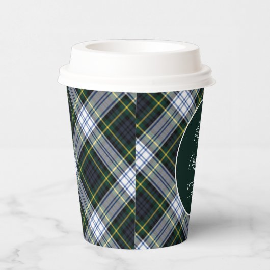 Plaid Groen Script Rustieke Clan Gordon Tartan Papieren Bekers (Rechts)