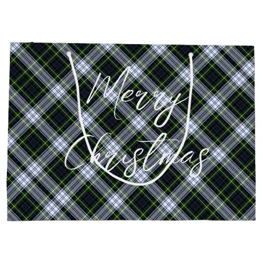 Plaid Groen Wit Feestelijke Kerstmis Gordon Tartan Groot Cadeauzakje (Achterkant)