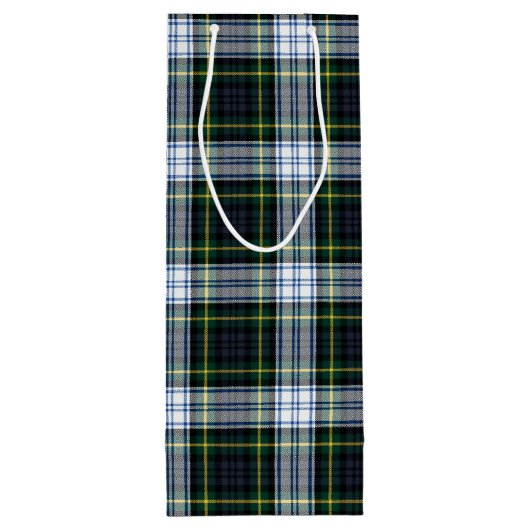 Plaid Groen Wit Gordon Tartan Feestelijke Partij Wijn Cadeautas (Achterkant)