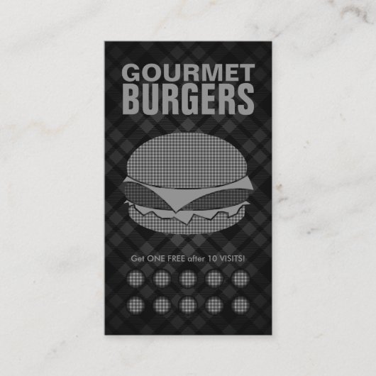 plaid hamburgers punch card klantenkaartje (Voorkant)