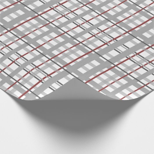 Plaid Happy Celebration Grijs Zilver Rood Plaid Cadeaupapier (Hoek)