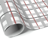 Plaid Happy Celebration Grijs Zilver Rood Plaid Cadeaupapier (Rol Hoek)