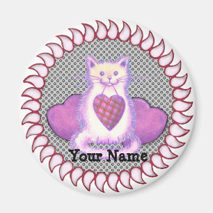Plaid Heart Cat magneet
