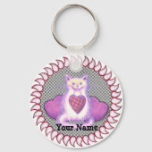 Plaid Heart Cat sleutelhanger (Voorkant)