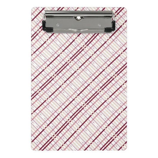 Plaid Hearts Clipboard – Whimsical Burgundy Design Mini Klembord (Voorkant)