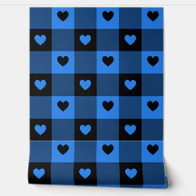 Plaid & Hearts Schattige Plezier Zwart & Blauw Jon