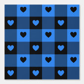 Plaid & Hearts Schattige Plezier Zwart & Blauw Jon Behang (Voorkant)