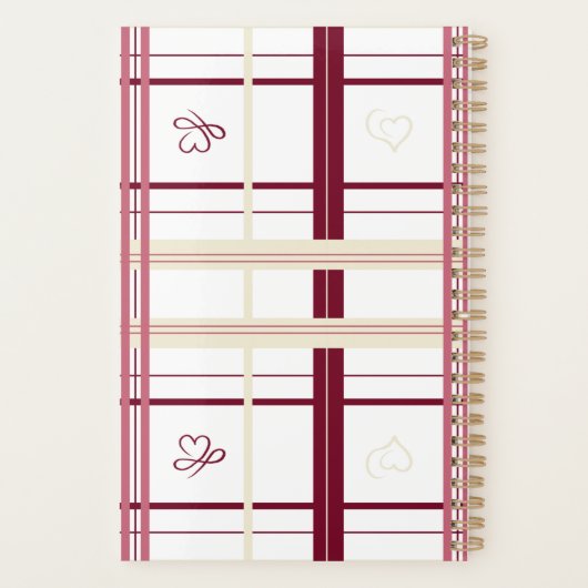Plaid Hearts Spiral Planner- Whimsical Burgundy  Planner (Achterkant)
