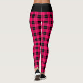 Plaid Heet Roze Zwart Gepersonaliseerd Leggings (Achterkant)