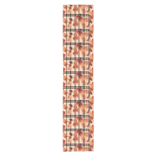 Plaid Herfst Herfstbladeren Korte Tafelloper (Voorkant)