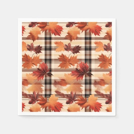 Plaid Herfst Herfstbladeren Servet (Voorkant)