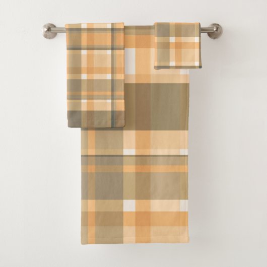 Plaid Herfst Shades Browns Sinaasappel Beige Bad Handdoek (Insitu)