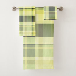 Plaid Herfst Shades Groenen, Grijs, Buttercream Bad Handdoek