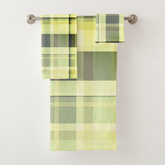Plaid Herfst Shades Groenen, Grijs, Buttercream Bad Handdoek (Insitu)
