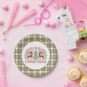 Plaid Herten Kerstmis Papieren Bordje (Feest)