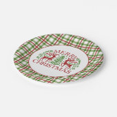 Plaid Herten Kerstmis Papieren Bordje (Gekanteld)