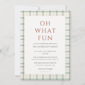 Plaid Holiday Christmas Party Invitation Kaart (Voorkant)