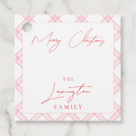 Plaid Holiday Gift Labels - Hot Pink & Red