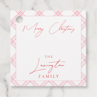 Plaid Holiday Gift Labels - Hot Pink & Red