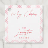 Plaid Holiday Gift Labels - Hot Pink & Red (Voorkant)