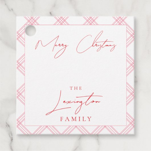 Plaid Holiday Gift Labels - Hot Pink & Red (Voorkant)