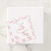 Plaid Holiday Gift Labels - Hot Pink & Red (In situ)
